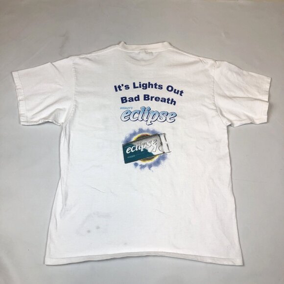 Vintage Wrigleys Eclipse Polar Ice Gum Bad Breath Most Wanted T-Shirt Large USA - Picture 7 of 10